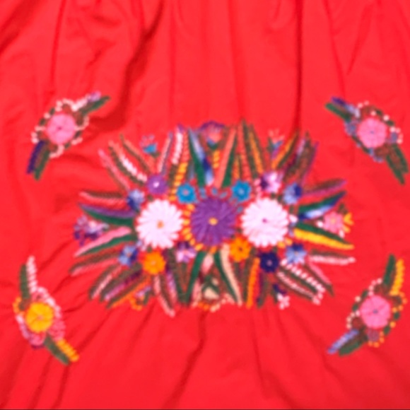 Handmade Hawaiian Boho Floral Embroidered Muumuu Maxi Dress - Picture 4 of 9